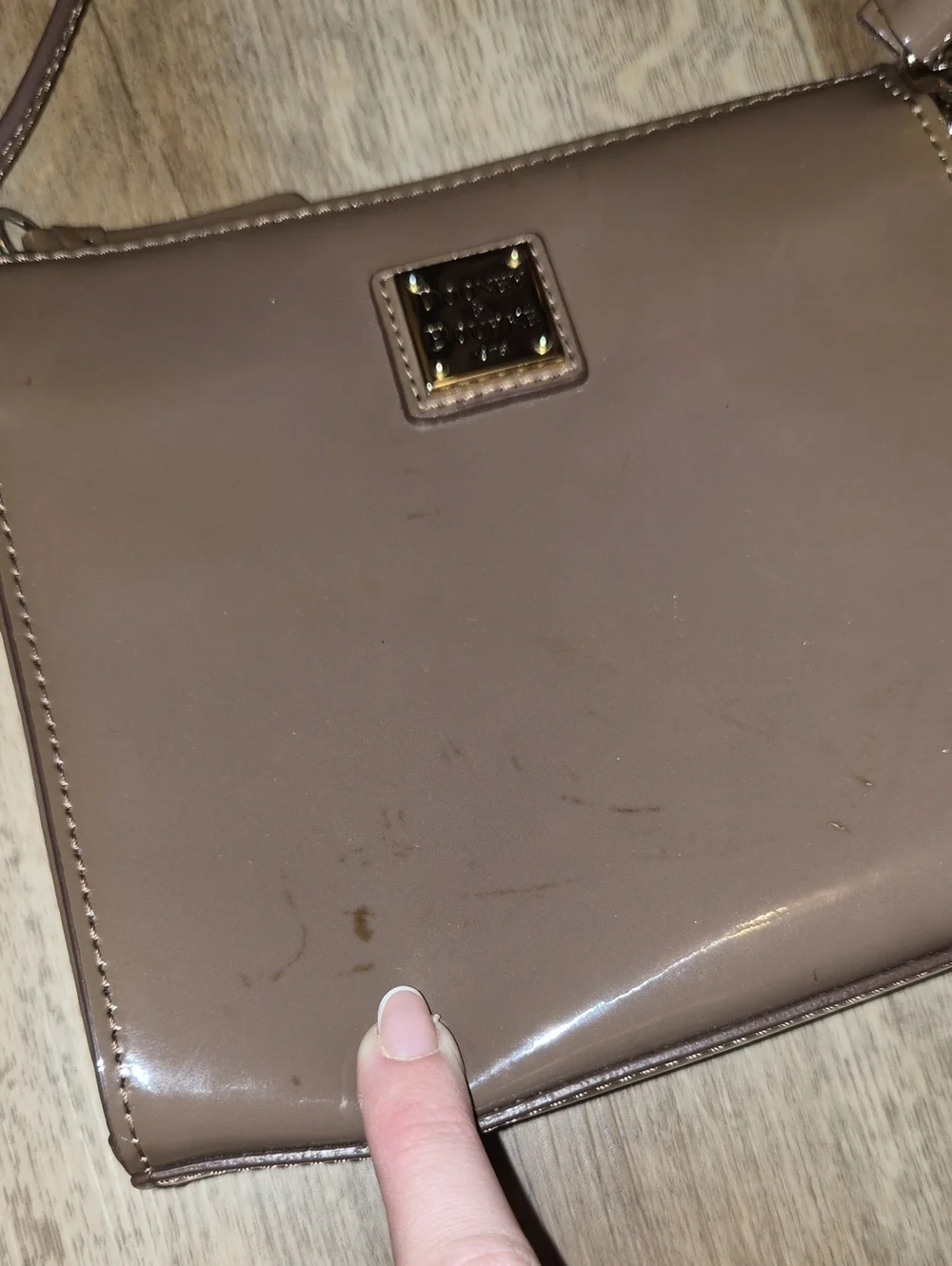 Dooney & Bourke Taupe Patent Crossbody Bag